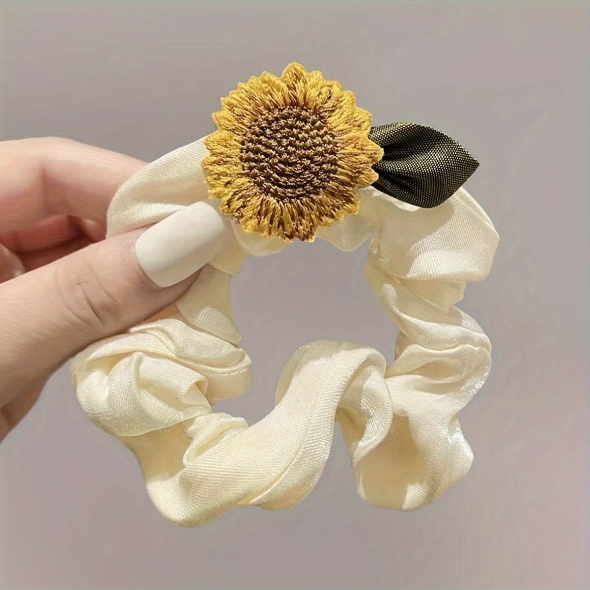 6PCS Sunflower Mesh Hair Scrunchies Set