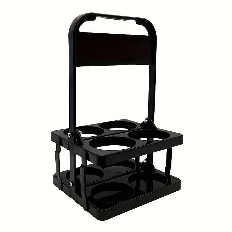 4-Slot Folding Cup Holder Caddy – Portable Plastic Beverage Stand for Bottles