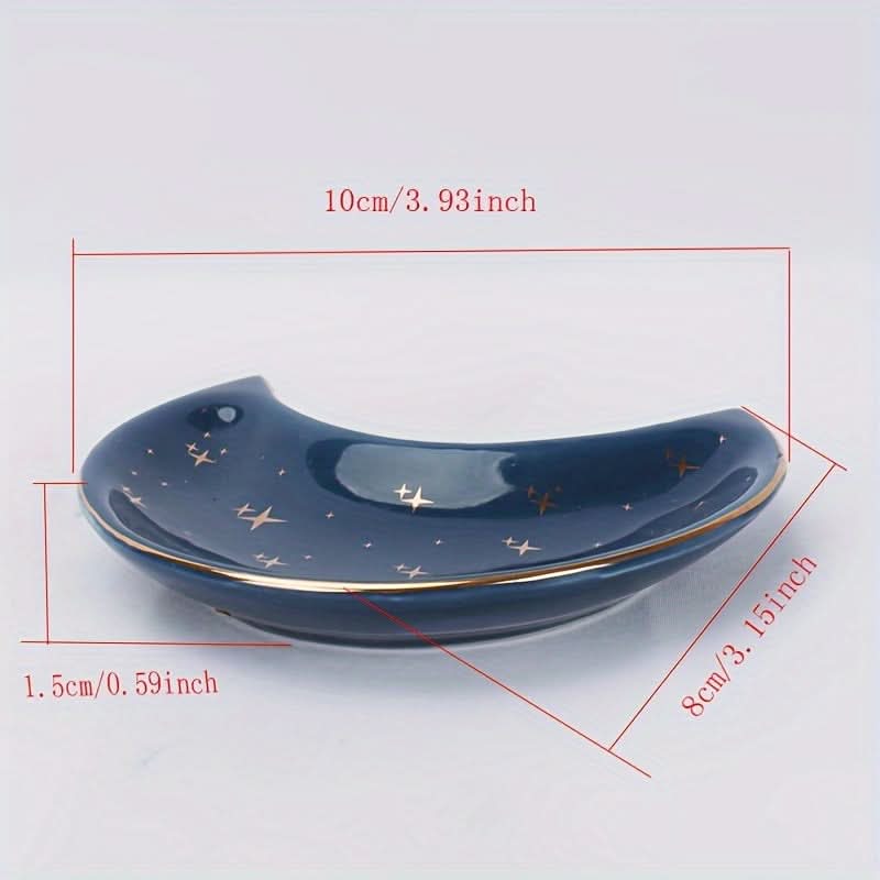 Exquisite Ceramic Moon-Shaped Jewelry Dish – Versatile Home Decor