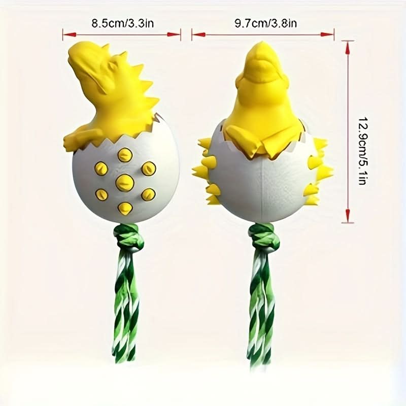 Dinosaur Egg-Shaped Dog Chew Toy – Durable Rubber Dental Toothbrush