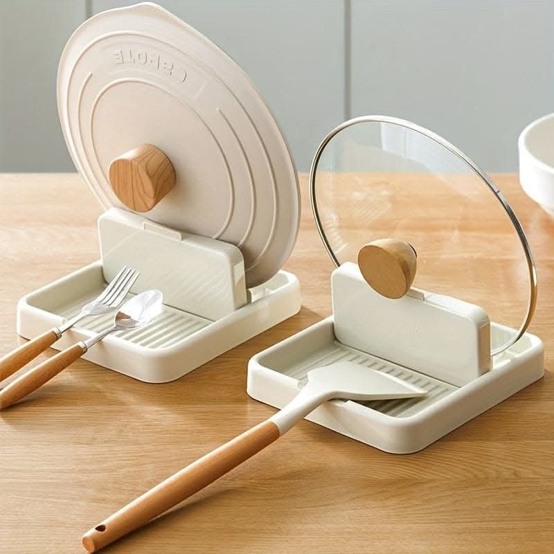 Foldable Kitchen Pot Lid Holder & Spoon Rest - Heat-Resistant Utensils Rack