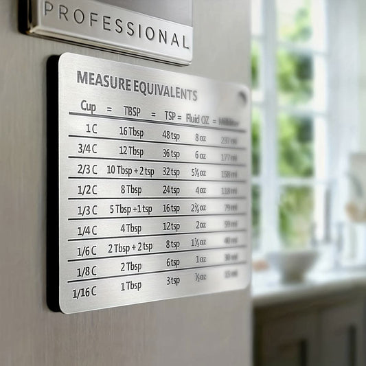 1pc Magnetic Scale Plate with Unit Conversion Chart - Stainless Steel Refrigerator Magnet