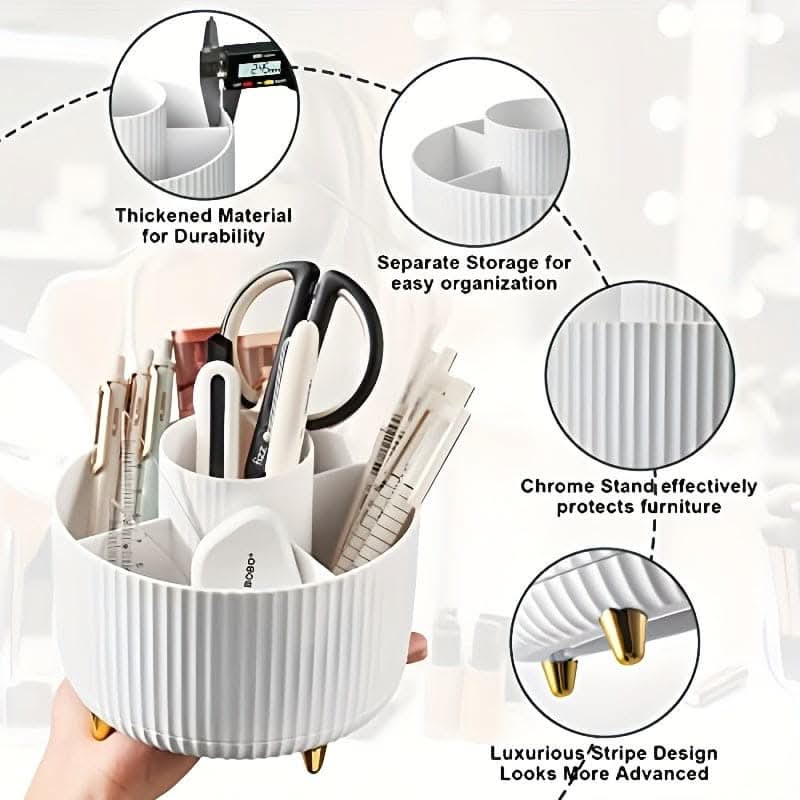 360° Rotating Makeup Organizer with 5 Compartments