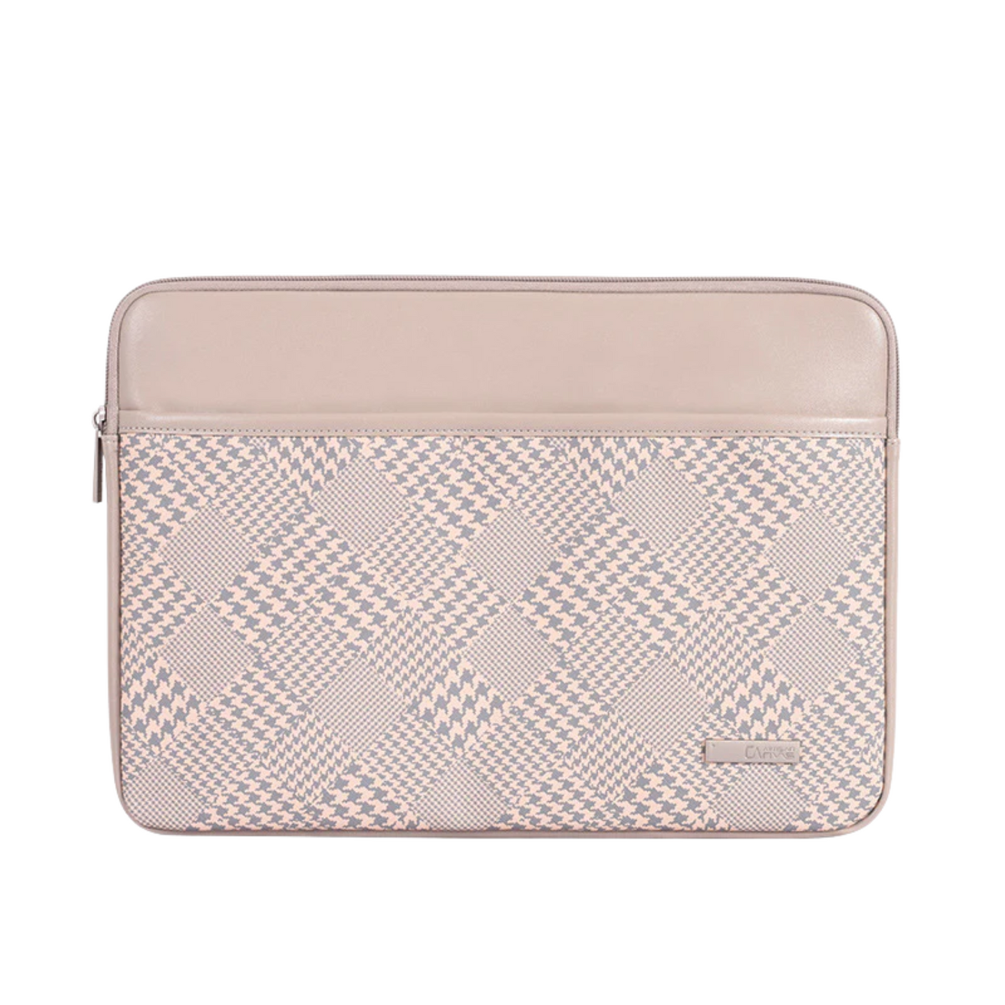 Checkered PU Laptop Sleeve – Waterproof Zipper Case for 11–15 Inch Devices