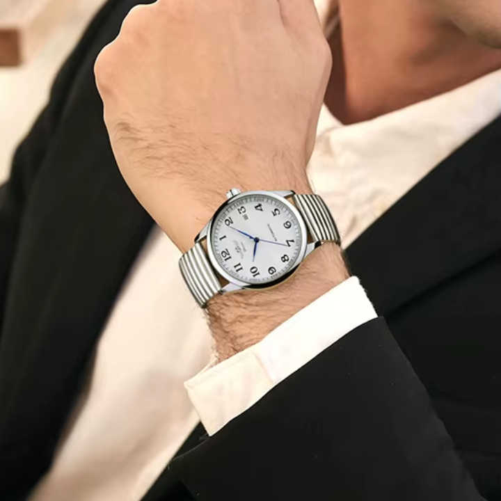 T-Winner Men’s Mechanical Watch – Silver Round Dial, Stainless Steel Strap
