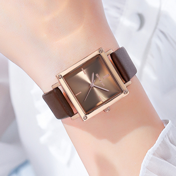 Sanda Women’s Leather Quartz Watch – Waterproof Small Dial Casual Fashion Watch