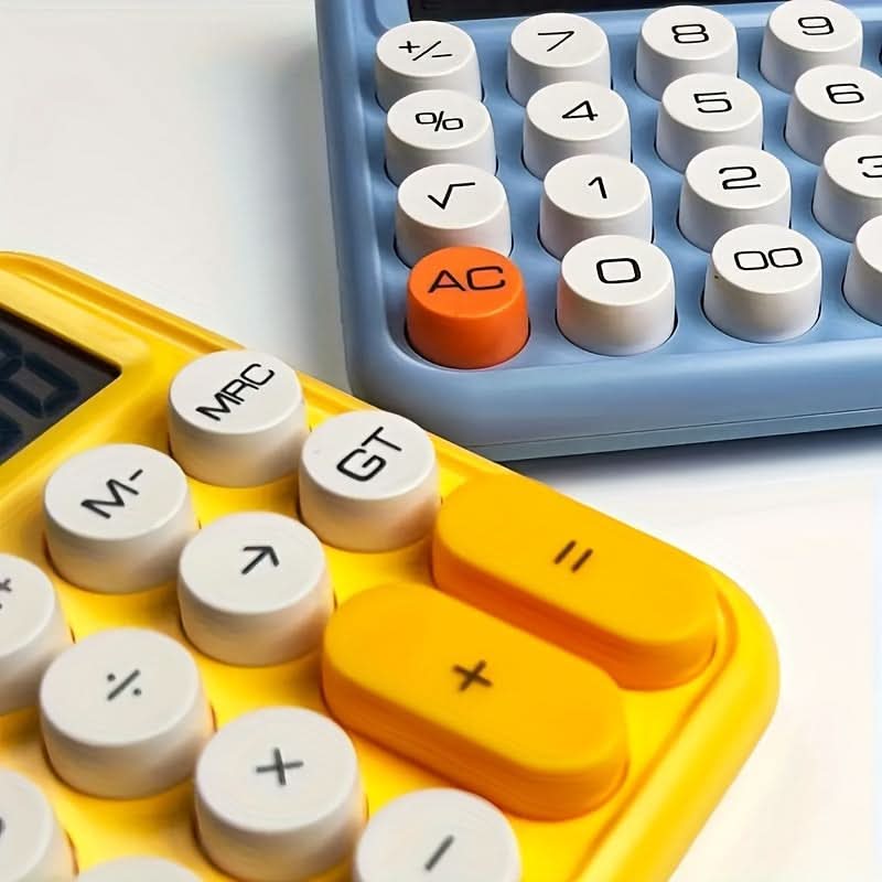 12-Digit Large-Button Mechanical Desk Calculator - Oversized Display