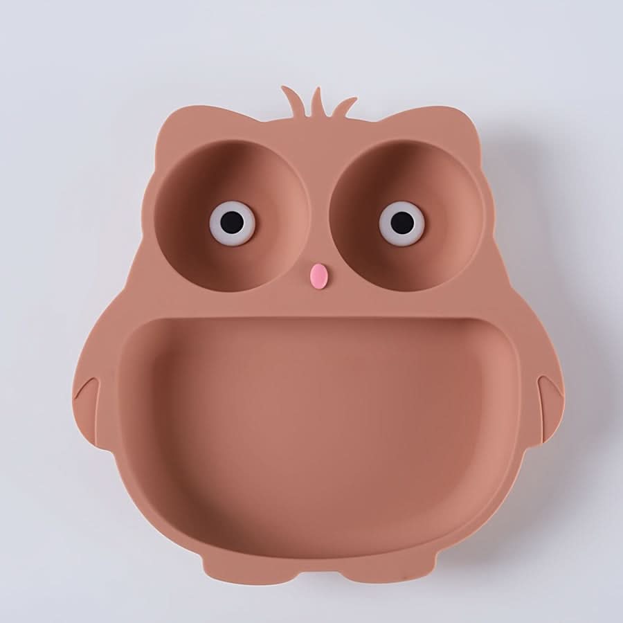 Silicone Owl-Shaped Baby Feeding Plate with Suction Cup