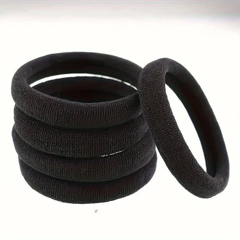 Black High Elastic Hair Bands – Seamless Ponytail Head Ropes