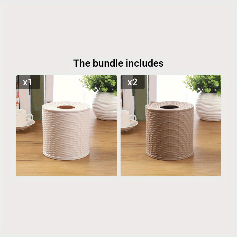 Round Woven PVC Tissue Box Holder – Home & Office Decor