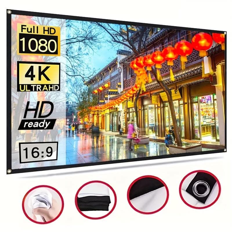 84-Inch 4K Portable Projector Screen, 3D Ready