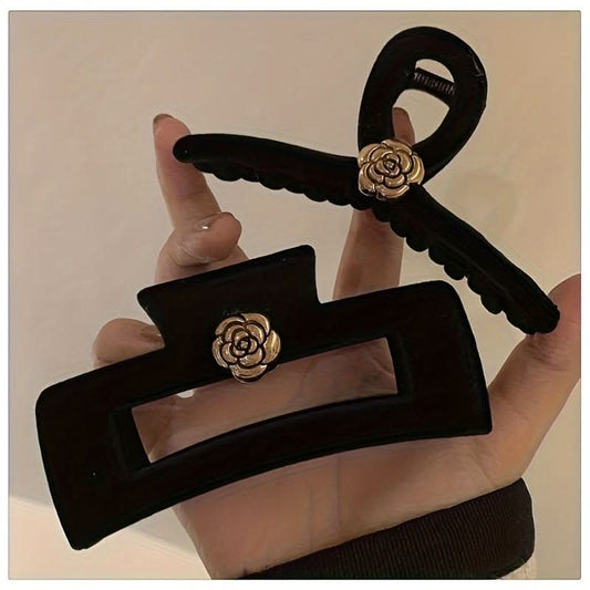 2-Piece Large Flower Hair Claw Clips – Elegant Vintage Hair Accessories
