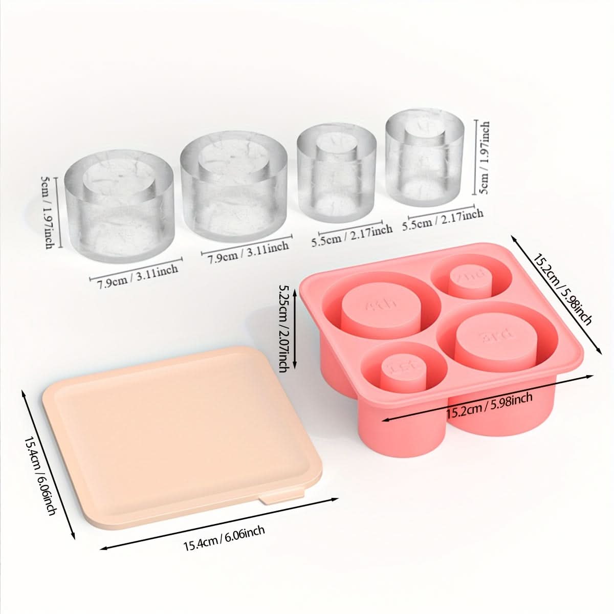 Silicone Ice Cube Tray for 40oz & 30oz Bottles – 4-Cavity Large Ice Mold
