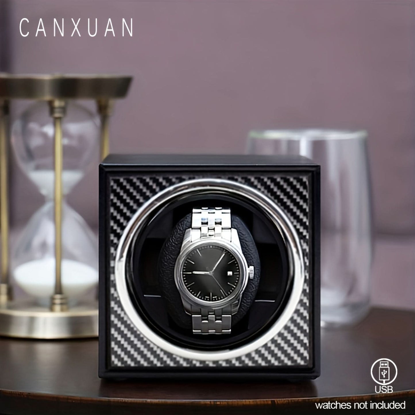 Single Watch Winder Wooden Case USB Powered