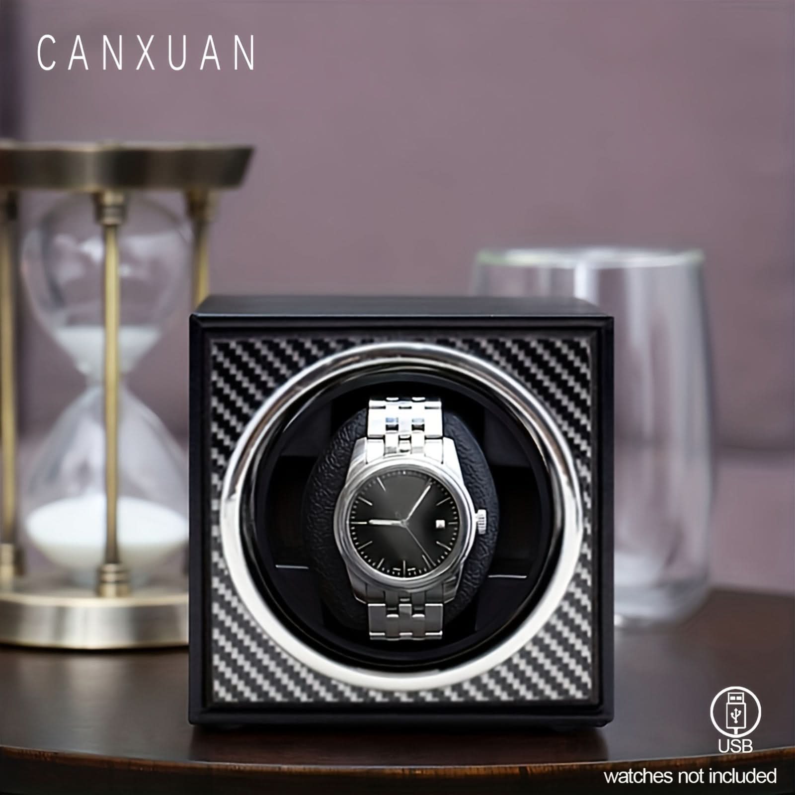 Single Watch Winder Wooden Case USB Powered
