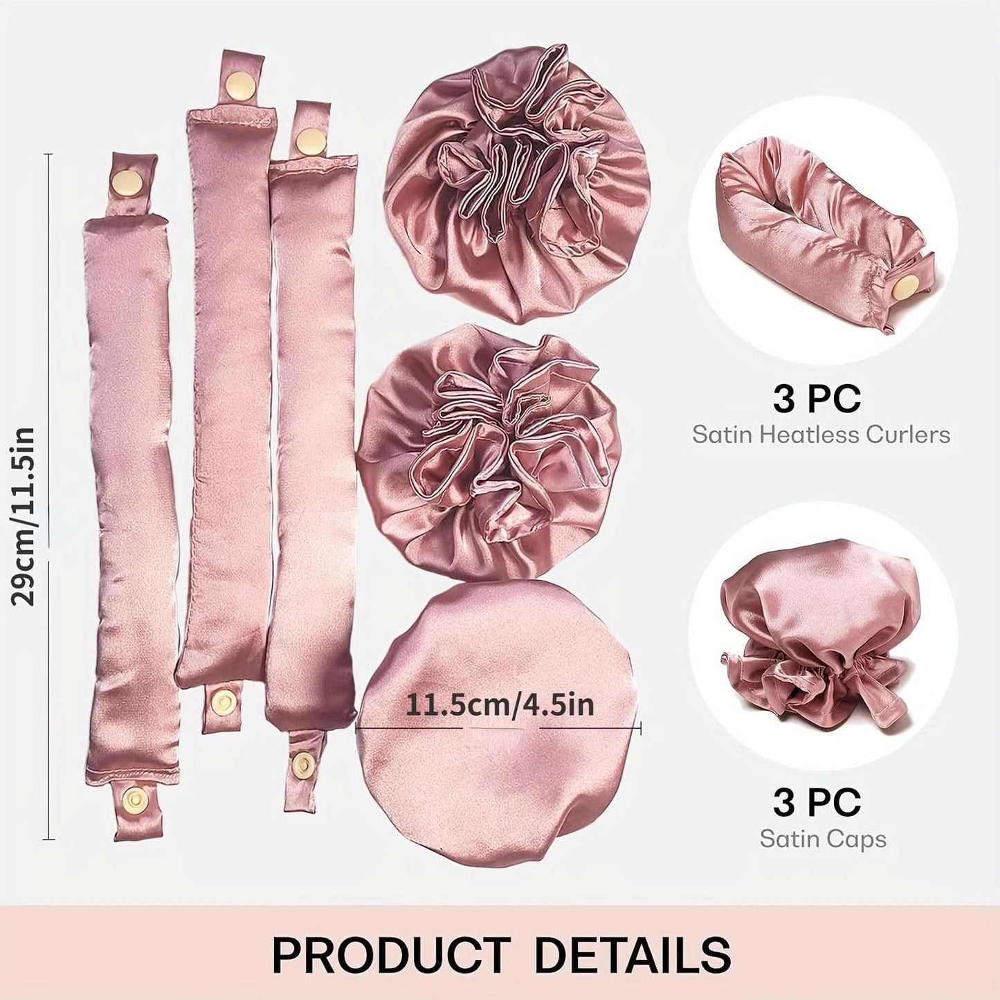Satin Heatless Hair Curlers Set - Soft Curling Rods & Headband