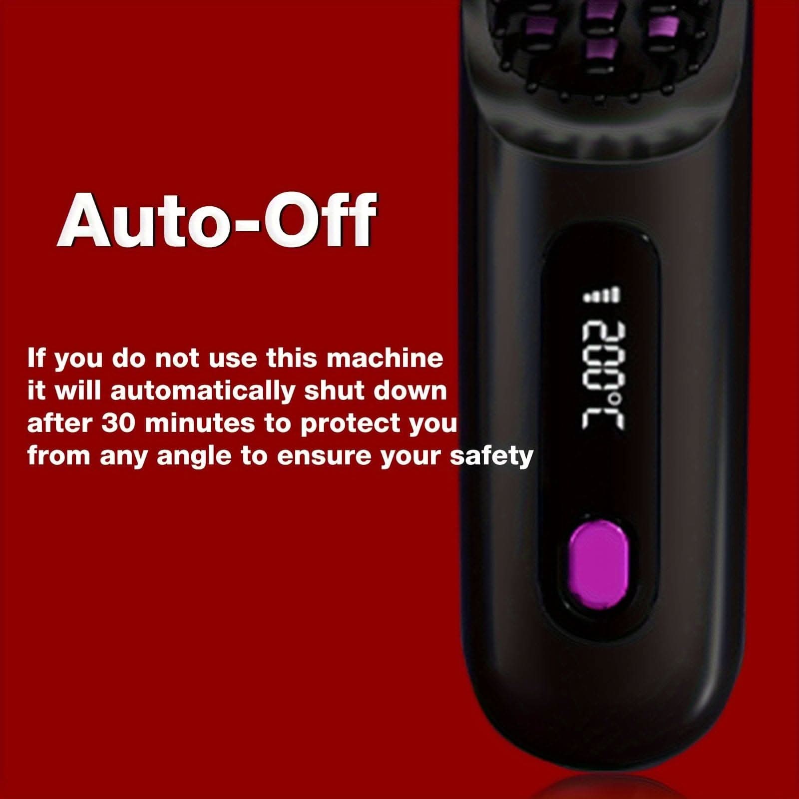 Cordless Hair Straightener Brush -Hot Comb with 3 Temp Settings