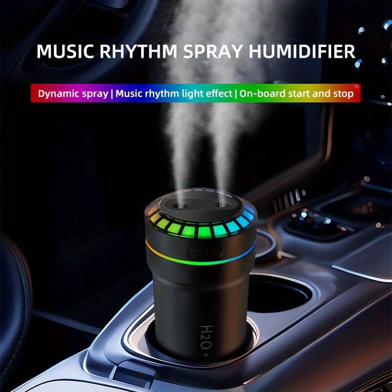 USB Music Rhythm Humidifier with LED Lights – Portable for Car & Bedroom