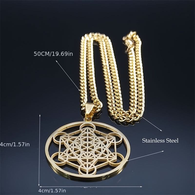 Stainless Steel Metatron’s Cube Pendant – Sacred Geometry Chakra Necklace