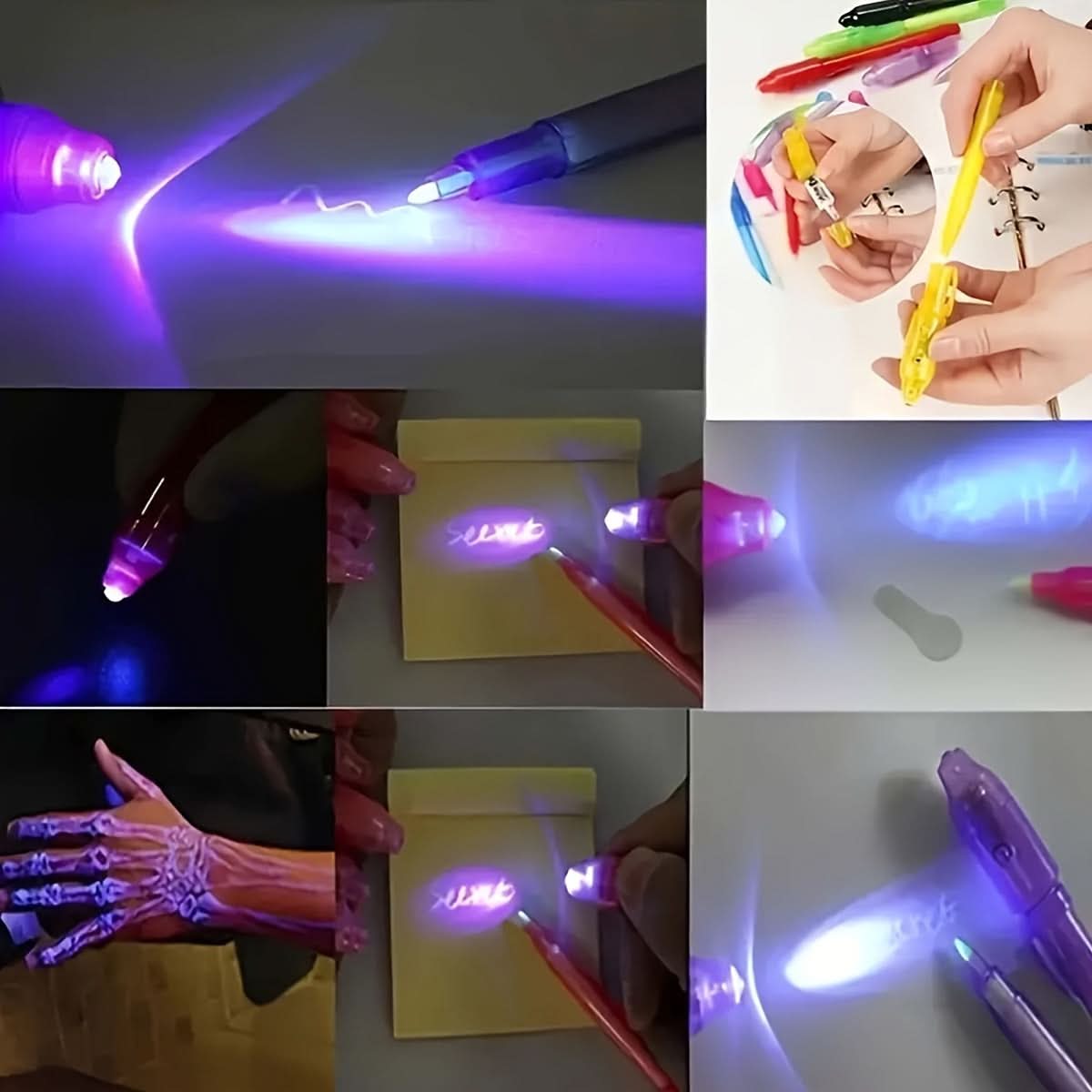 6-Pack Magic UV Glow Ink Pens – Invisible Markers