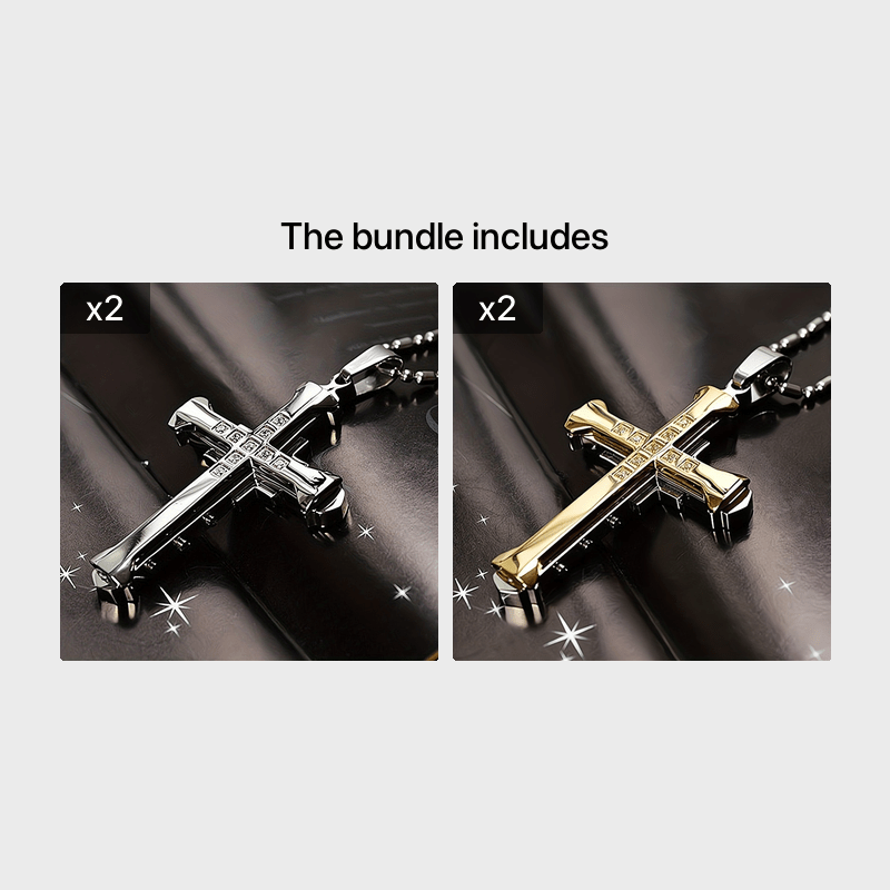 Luxury Titanium Steel Cross Pendant Necklace – Zircon Inlaid