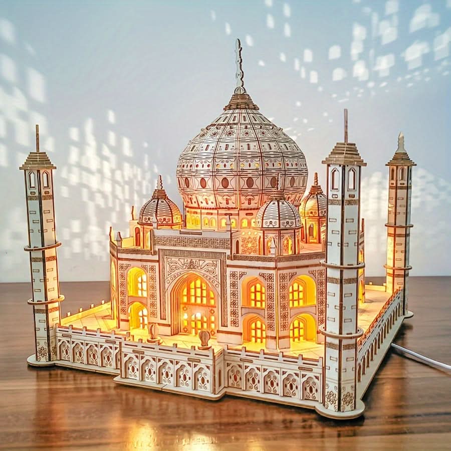 3D Wooden Villa Puzzle with LED Lights - DIY Smart Home Decor Kit
