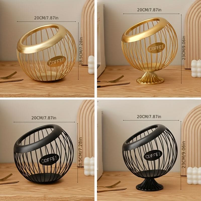 Sleek Metal Coffee Pod Holder – Stylish Iron Storage Basket for Snacks