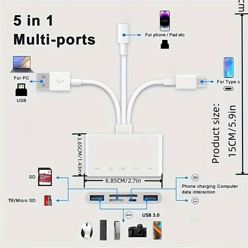 5-in-1 Ultra-Portable Multi-Card Reader Hub