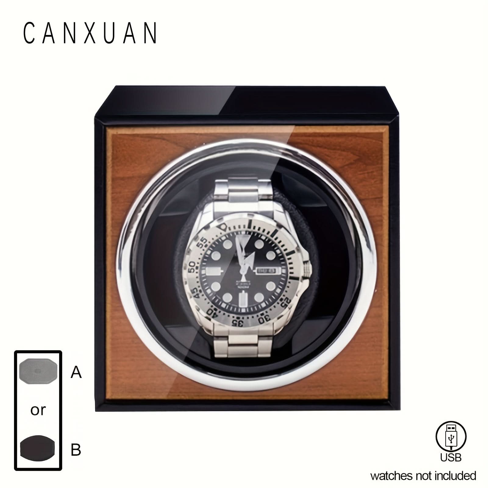 Single Watch Winder Wooden Case USB Powered