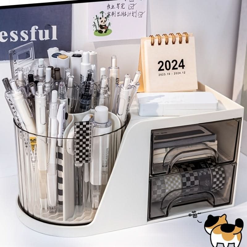2024 Rotating Desk Organizer with Large Capacity, Aesthetic Pen Holder