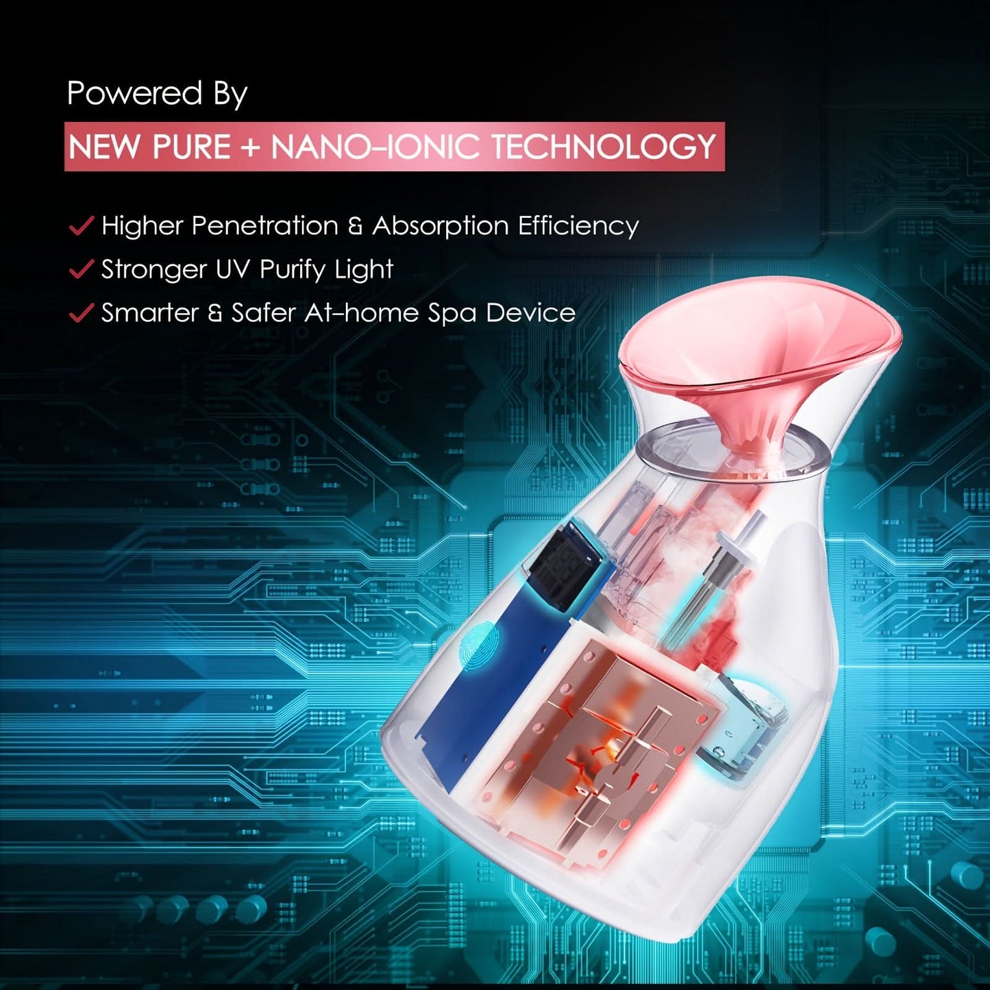 Nano Ionic Facial Steamer for Women – Home Spa Kit with Acne Tools & Headband