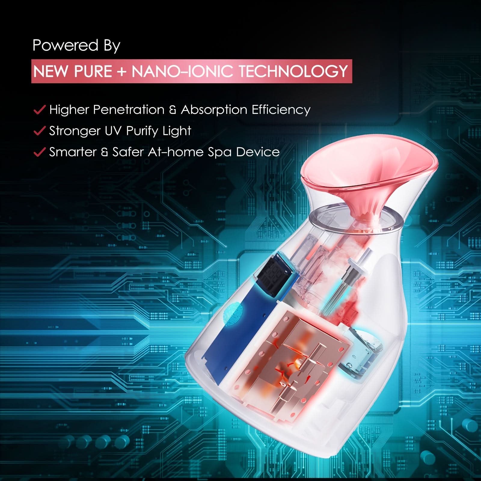Nano Ionic Facial Steamer for Women – Home Spa Kit with Acne Tools & Headband