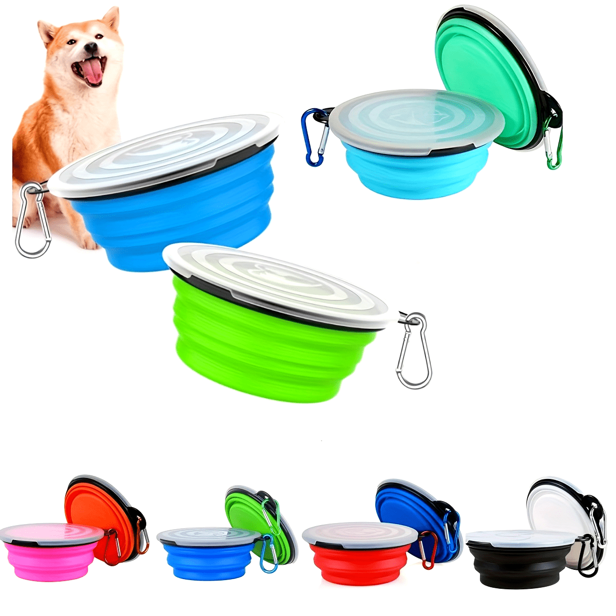 3-Pack Foldable Dog Travel Bowls