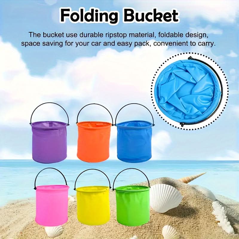 Mini Folding Beach Bucket – Durable PVC Collapsible Pail for Water Play