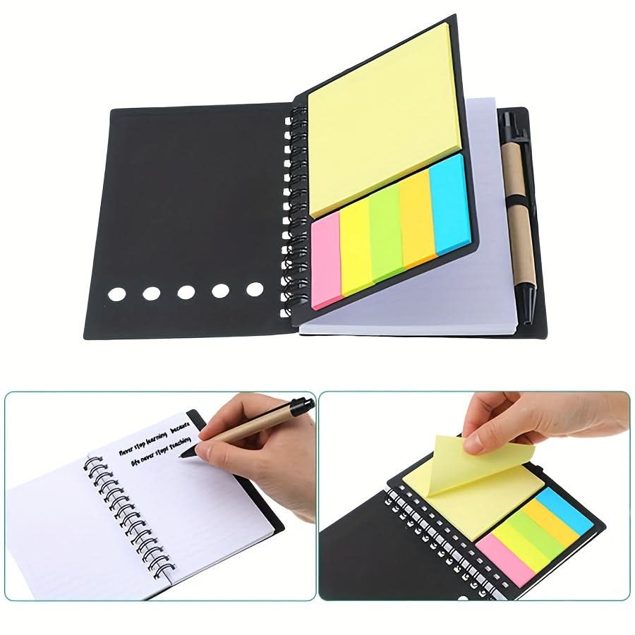 4-Pack Small Spiral Notebooks with Pen Holder