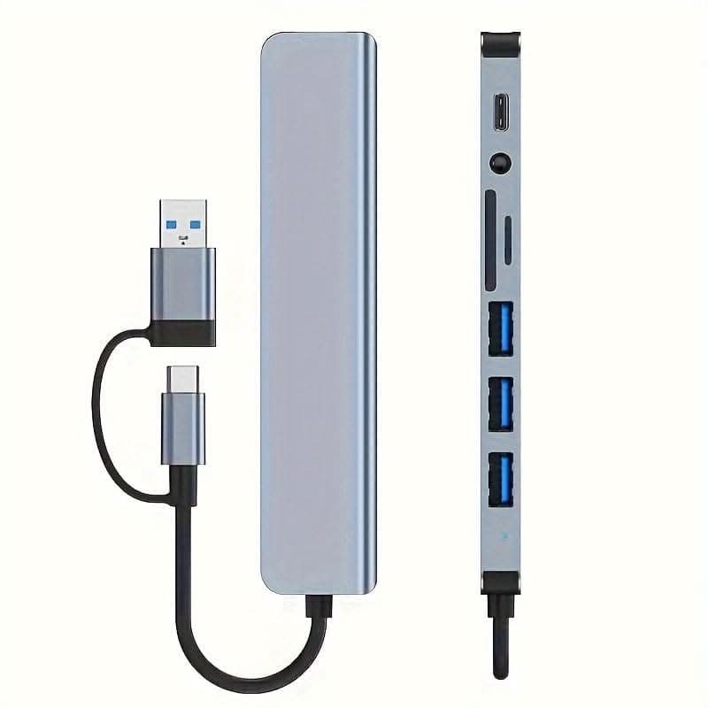 8-in-1 USB Hub with Type-C Adapter