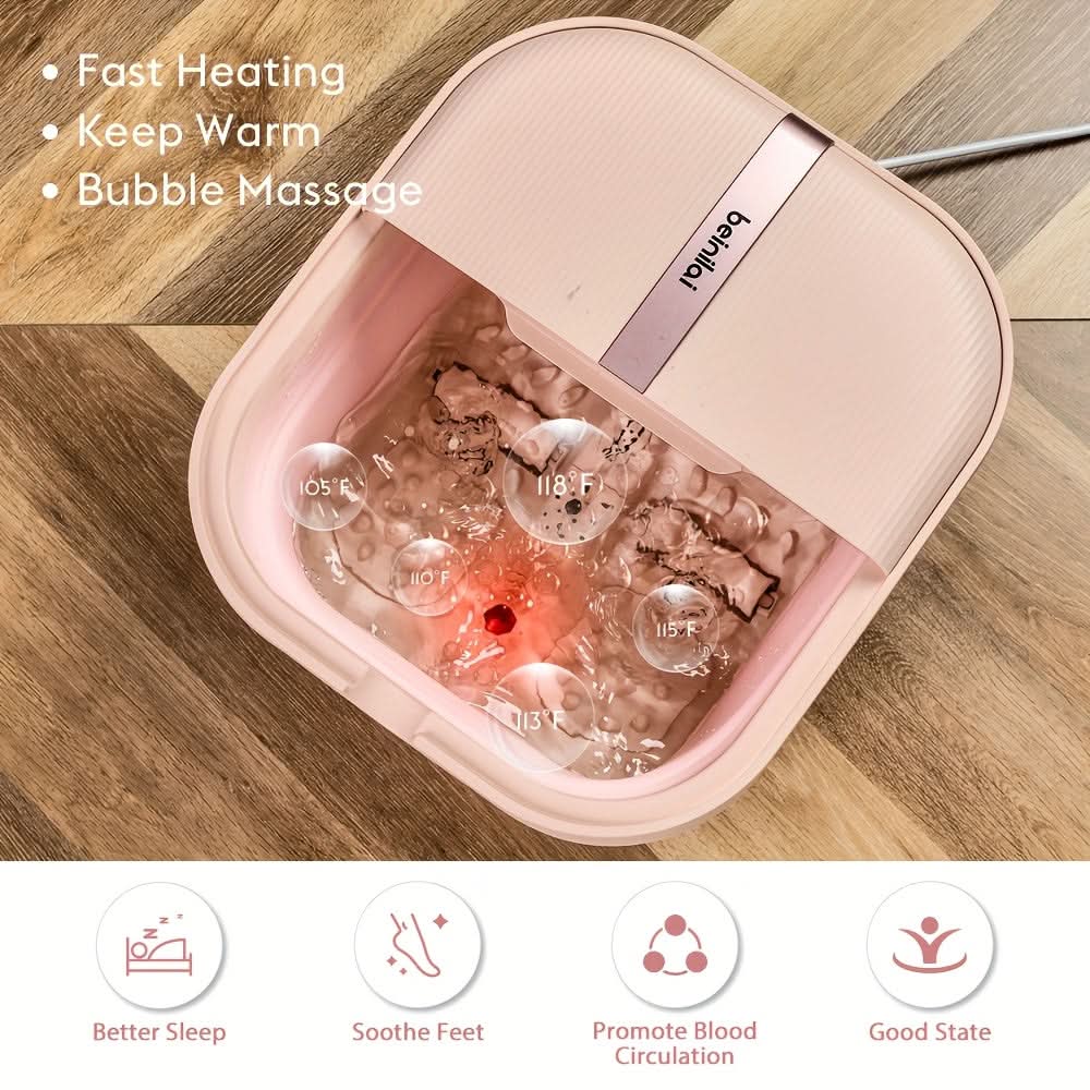 Collapsible Foot Spa Massager with Heater & Bubbles