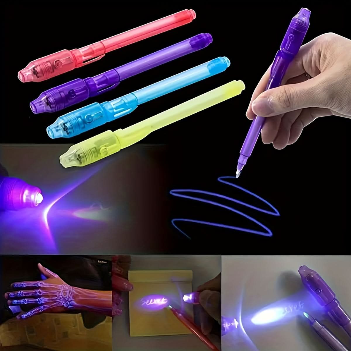 6-Pack Magic UV Glow Ink Pens – Invisible Markers