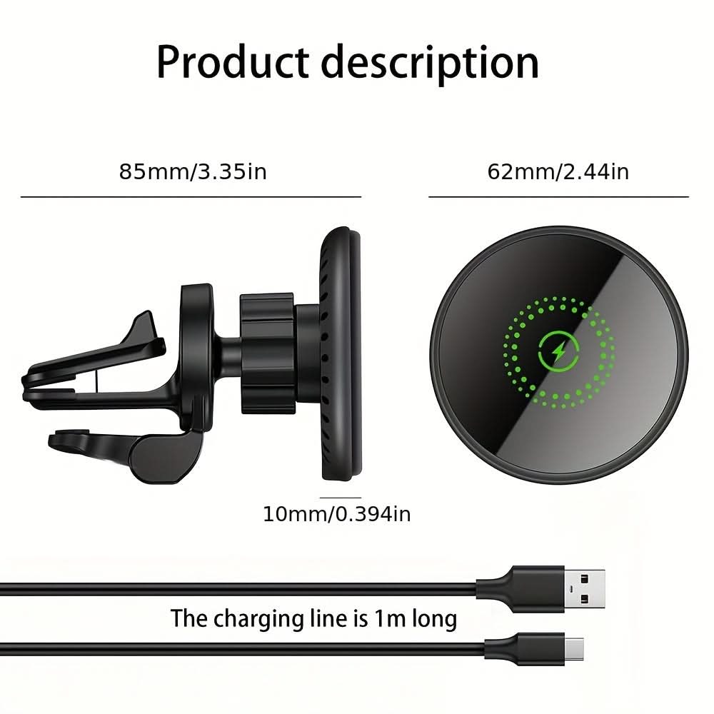 Fast Magnetic Wireless Car Charger Mount for iPhone 12/13/14/15 Series