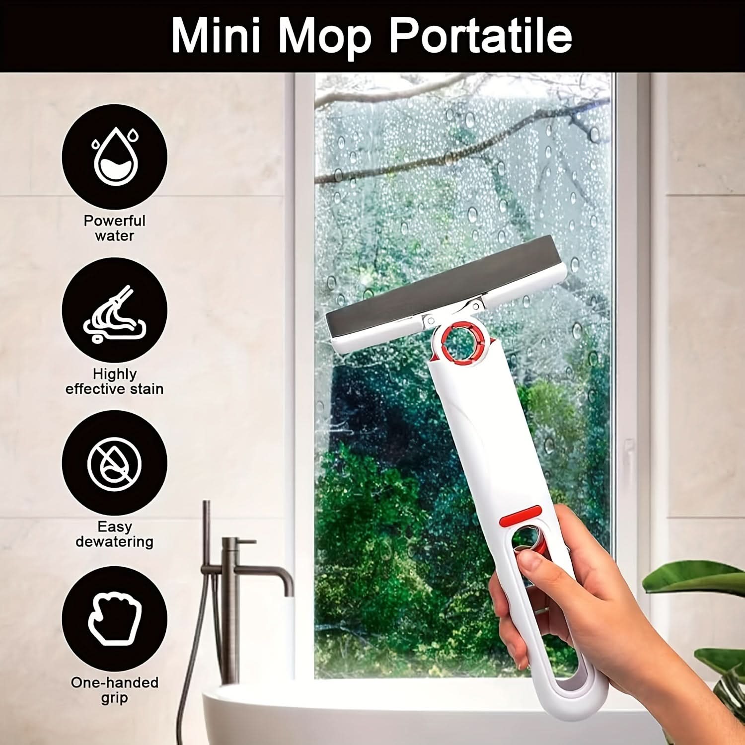 Compact Self-Wringing Mini Mop - Reusable & Absorbent for Home, Car, and Glass