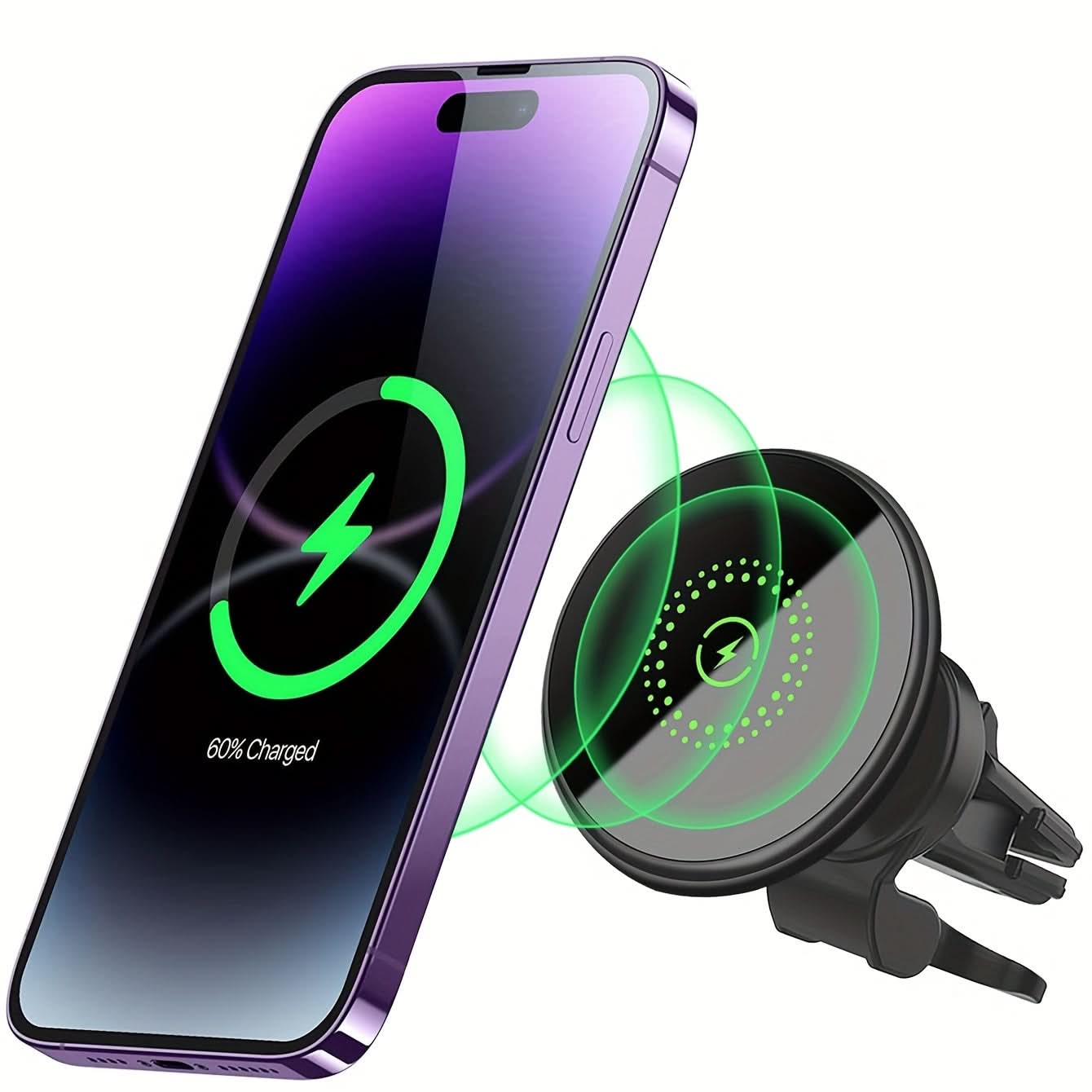Fast Magnetic Wireless Car Charger Mount for iPhone 12/13/14/15 Series