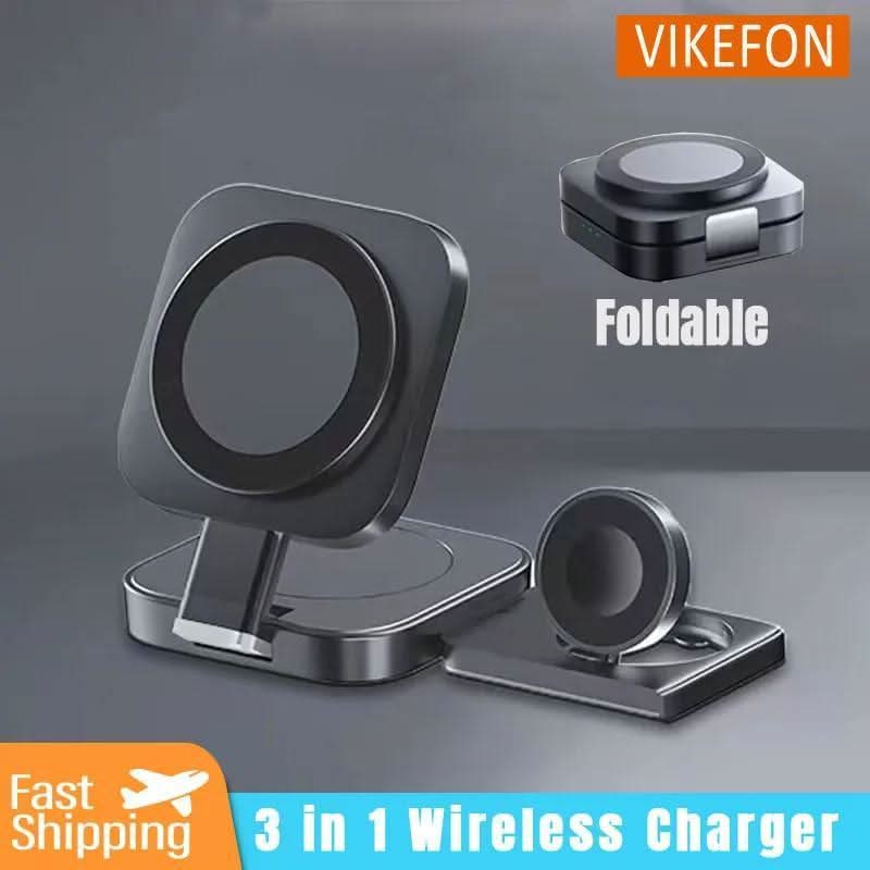 3-in-1 Foldable Wireless Charger Stand for iPhone, Air Pods & Apple Watch