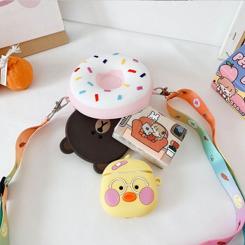 Donut-Shaped Girls' Coin Purse Shoulder Bag
