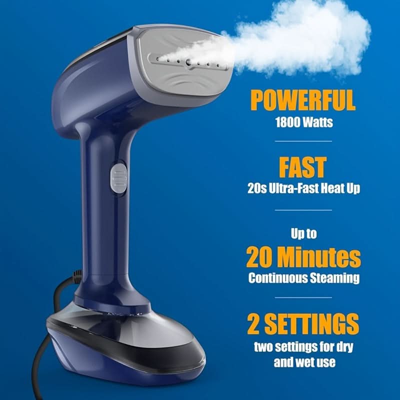 1200W 2-In-1 Steamer & Iron – Handheld Wrinkle Remover for Home & Travel