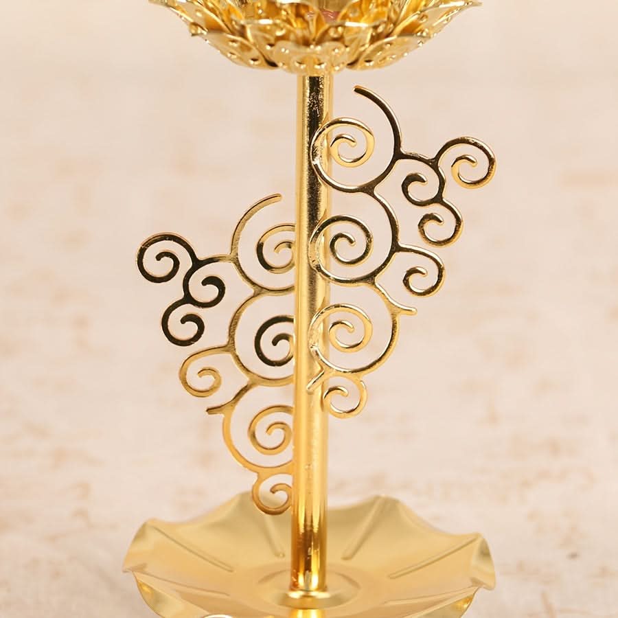 Exquisite Lotus Metal Candlestick Holder for Home & Prayer