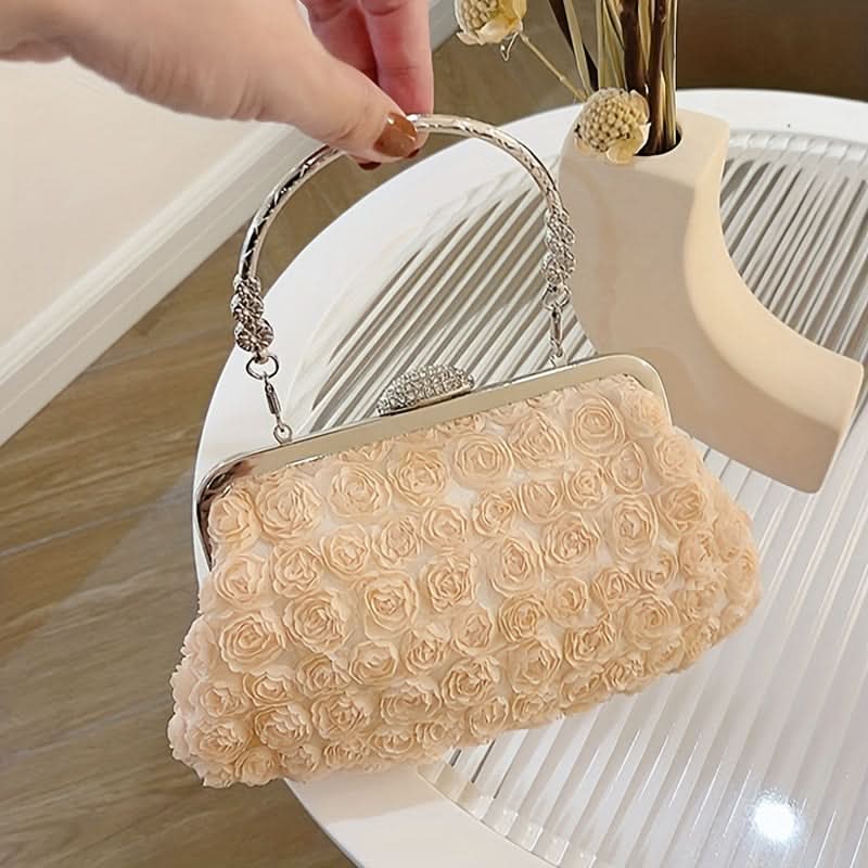 White Pearl Clutch with Floral Embellishments