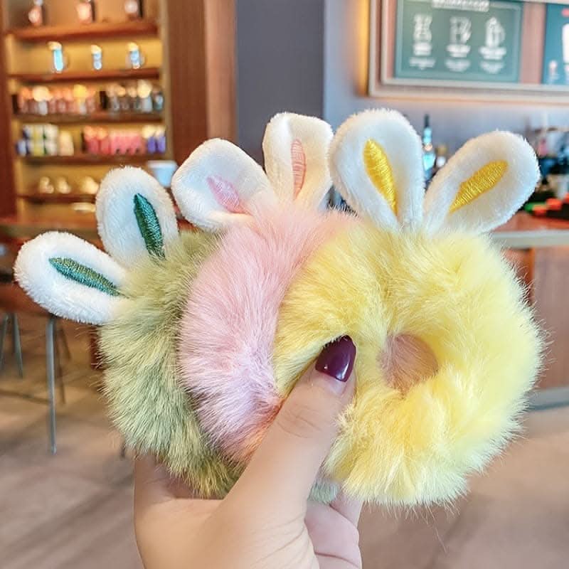 4pcs Cute Plush Rabbit Ears Scrunchie Hair Ties