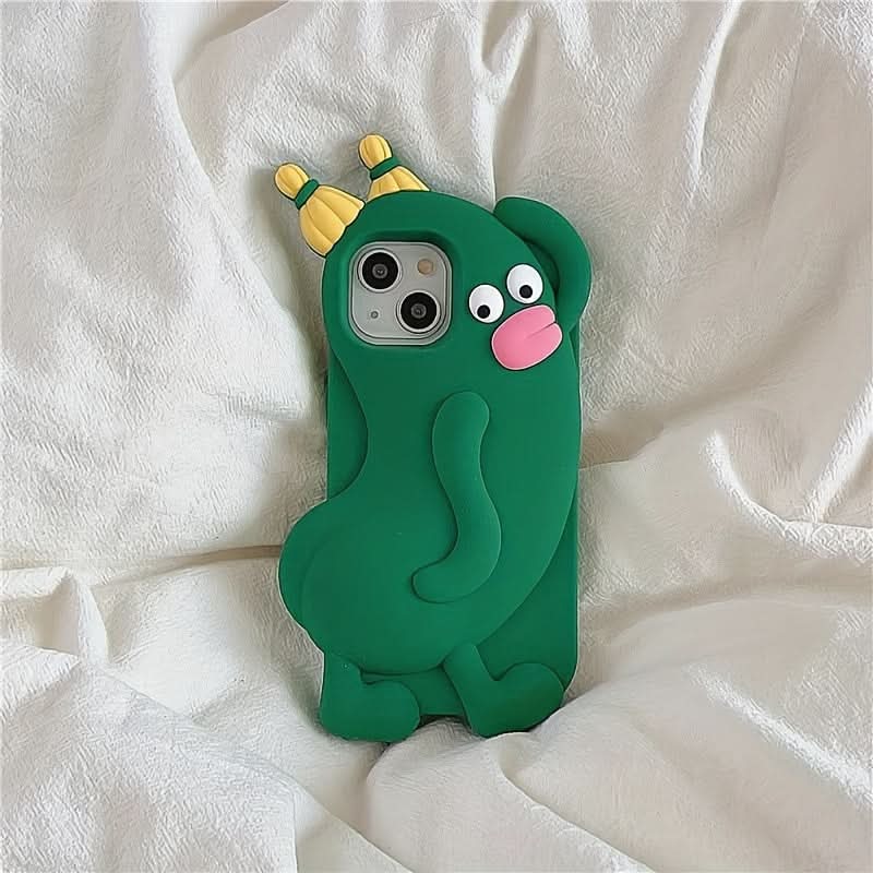 Cartoon Cucumber Silicone Case for iPhone