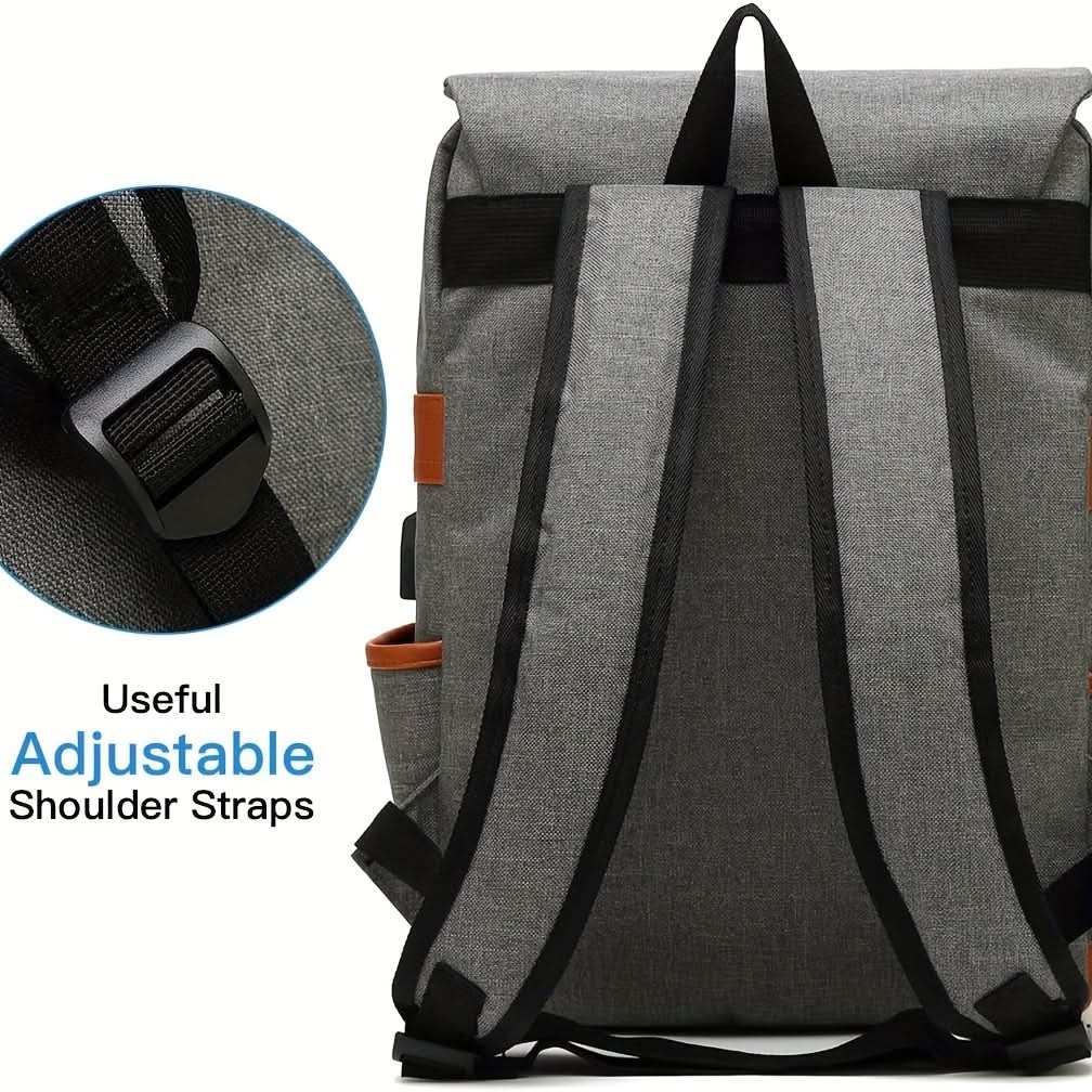 Waterproof Vintage-Style 15.6-Inch Laptop Shoulder Bag for Men & Women