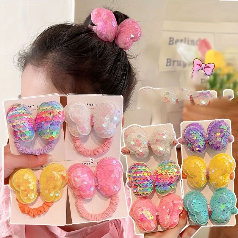 6PCS Sequin Bow Hair Ties for Women
